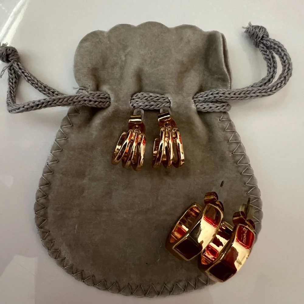 NWOT-  Gold-Tone Hoop Earrings.  2 pairs - Picture 2 of 4